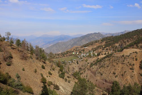 Village Surrounded with Brown Mountains