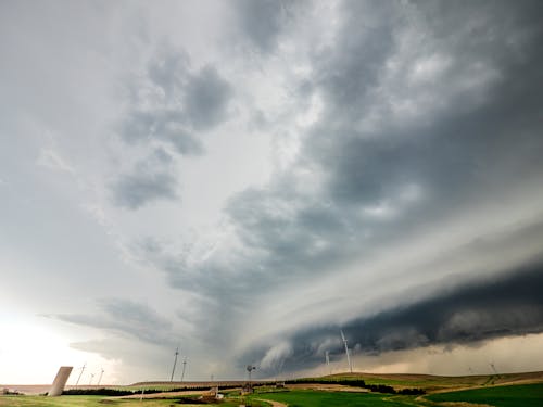 Severe Thunderstorm Over Kansas Farmland