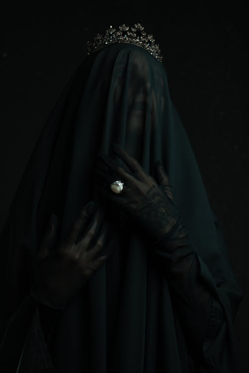 Mysterious, Scary Woman Wearing Veil and Ring