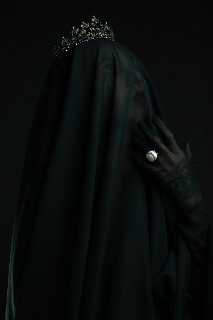 Mysterious, Scary Woman Wearing Veil And Ring