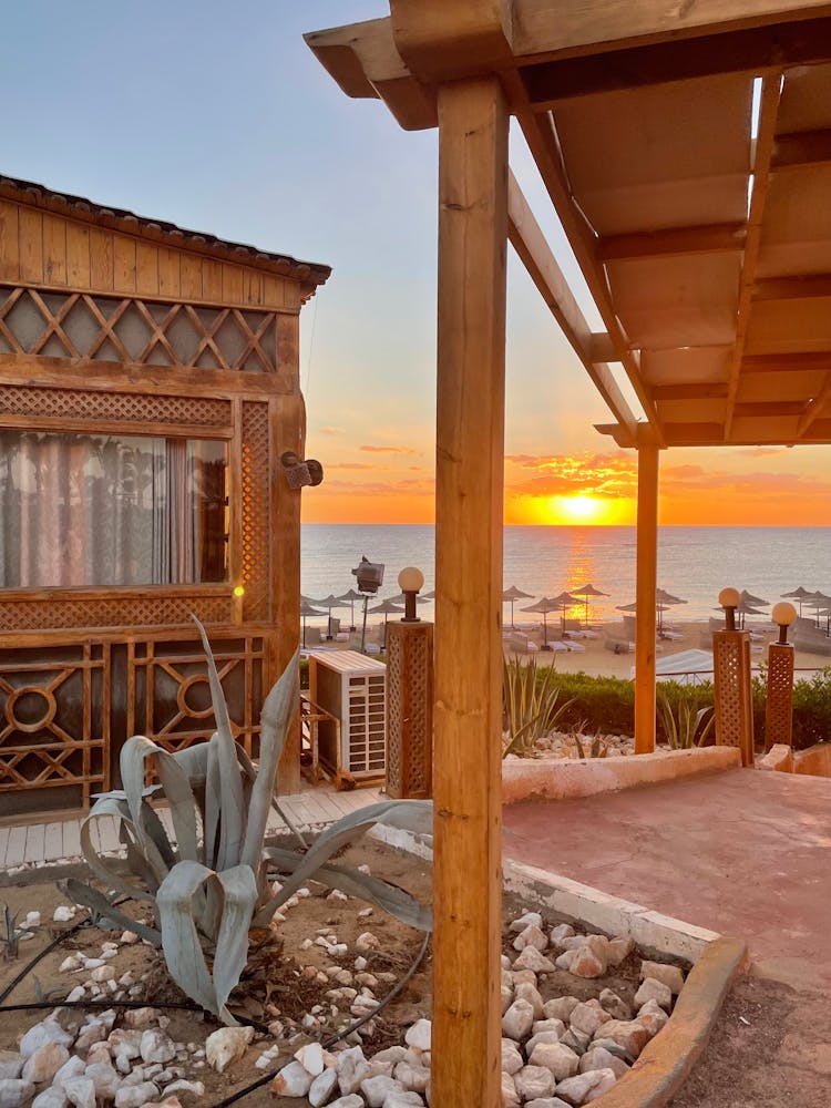 Brown Wooden House Near Body Of Water