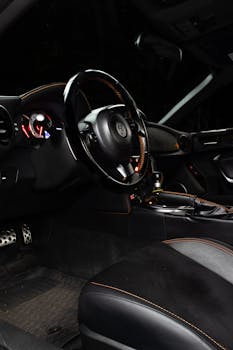 High-quality car interior showcasing sleek design and luxury leather seats in Łódź.