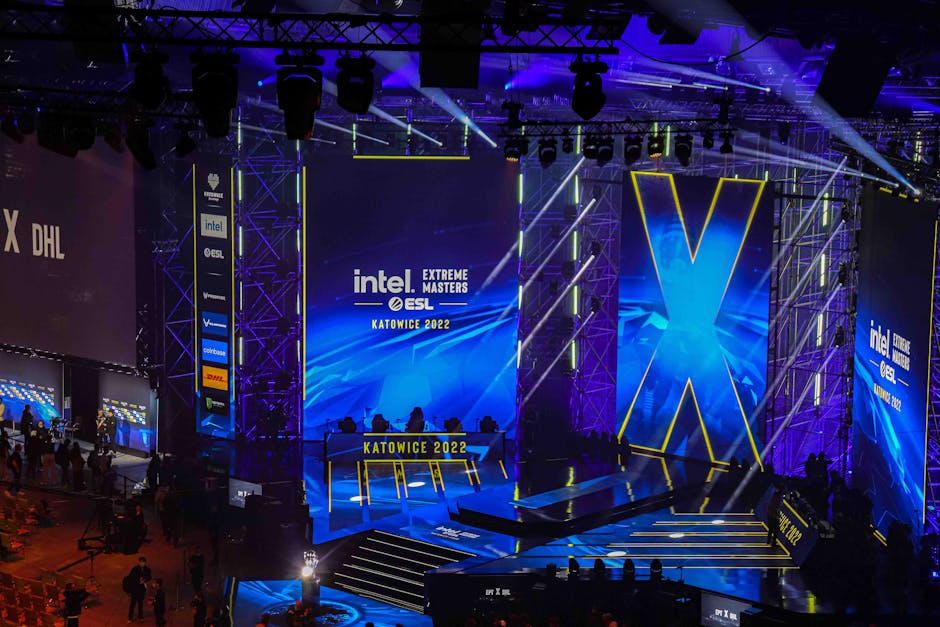 Electrifying atmosphere at Intel Extreme Masters Katowice 2022 esports event.