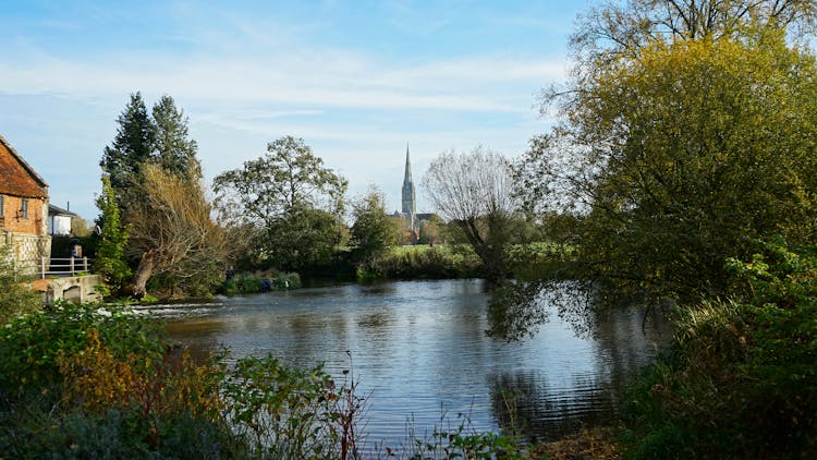 Salisbury Cathedral Near The Lake