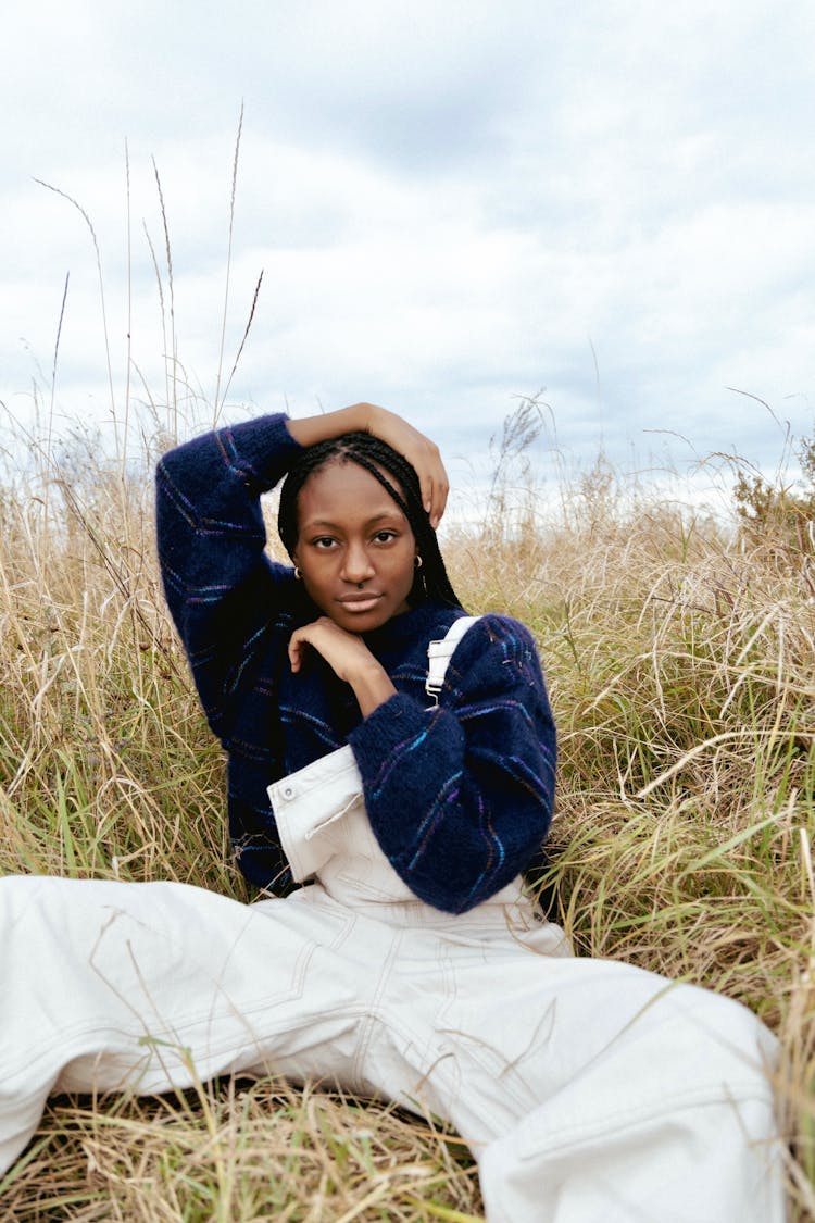 Woman Posing On A Field 