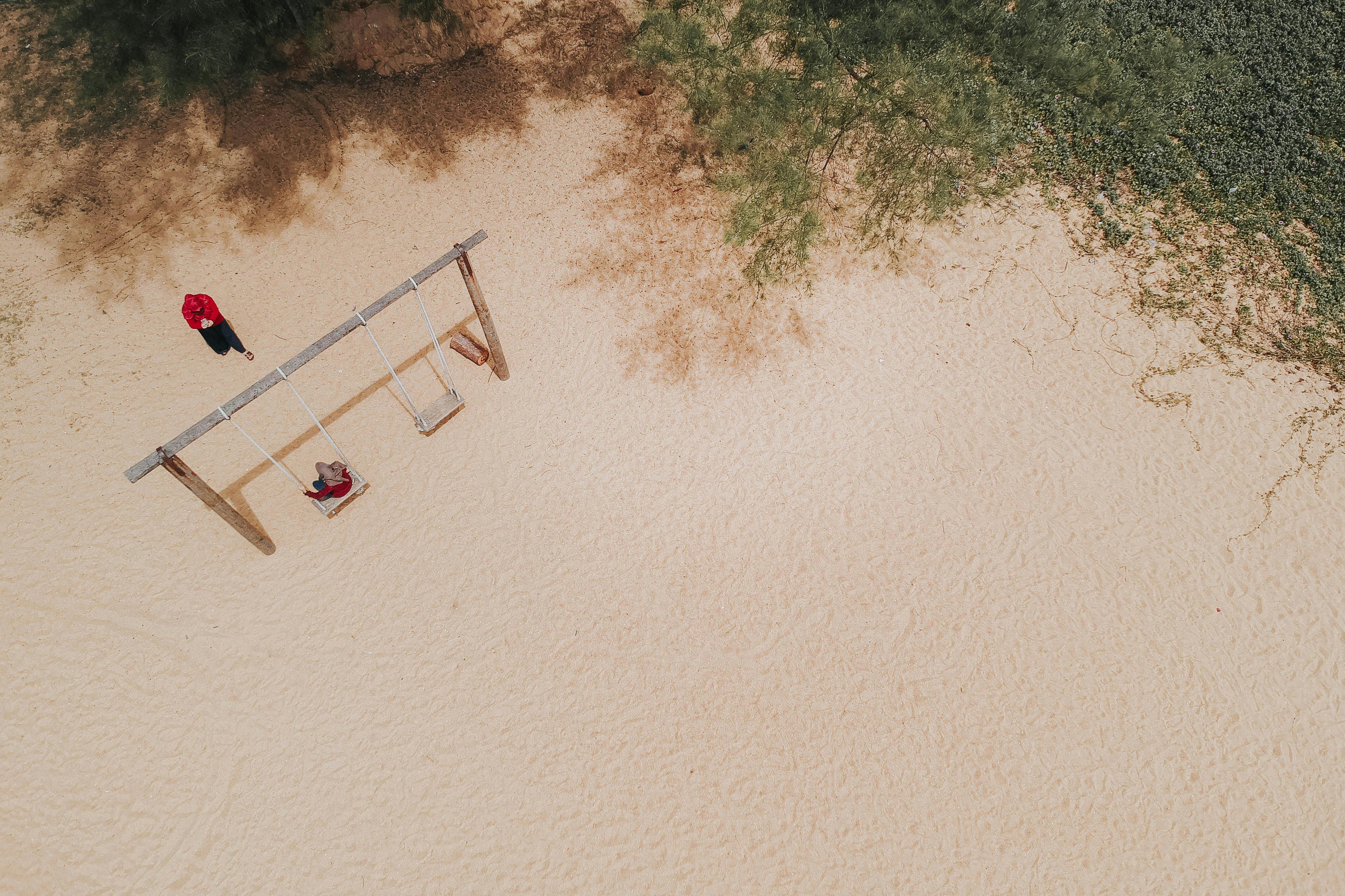 Sand and pea gravel playground area for comparison - playground safe mulch