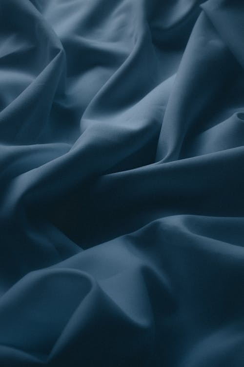 Close-Up Shot of a Blue Fabric