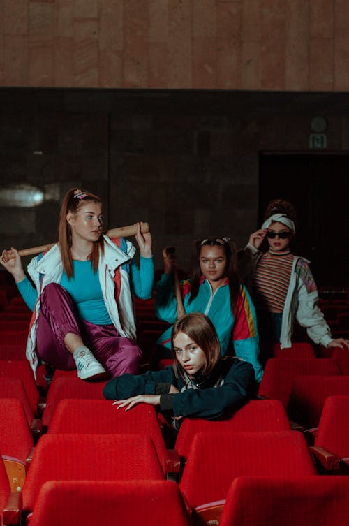 Group of Young Girls Sitting in a Theater 