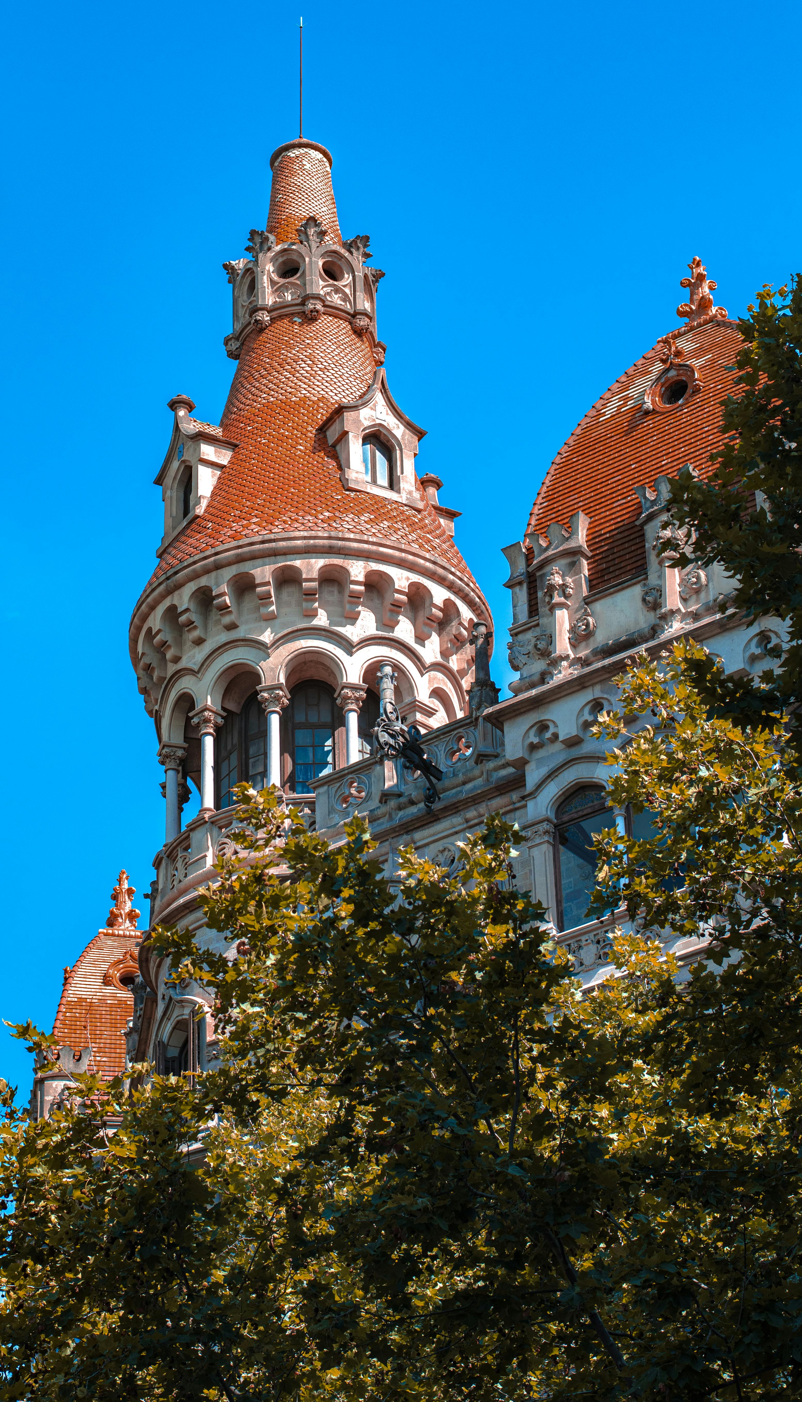 low angle shot of the tower of cases antoni rocamora in barcelona spain