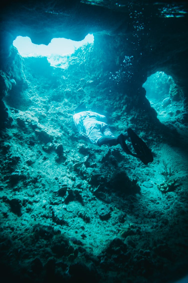 Man Swimming Underwater