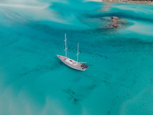An Aerial Photography of Sailing Boat on the Sea