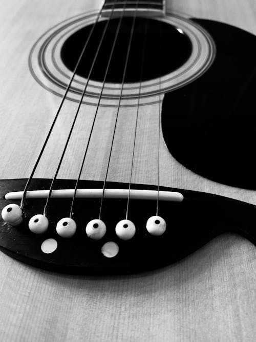 Free stock photo of acoustic guitar, black and white, guitar