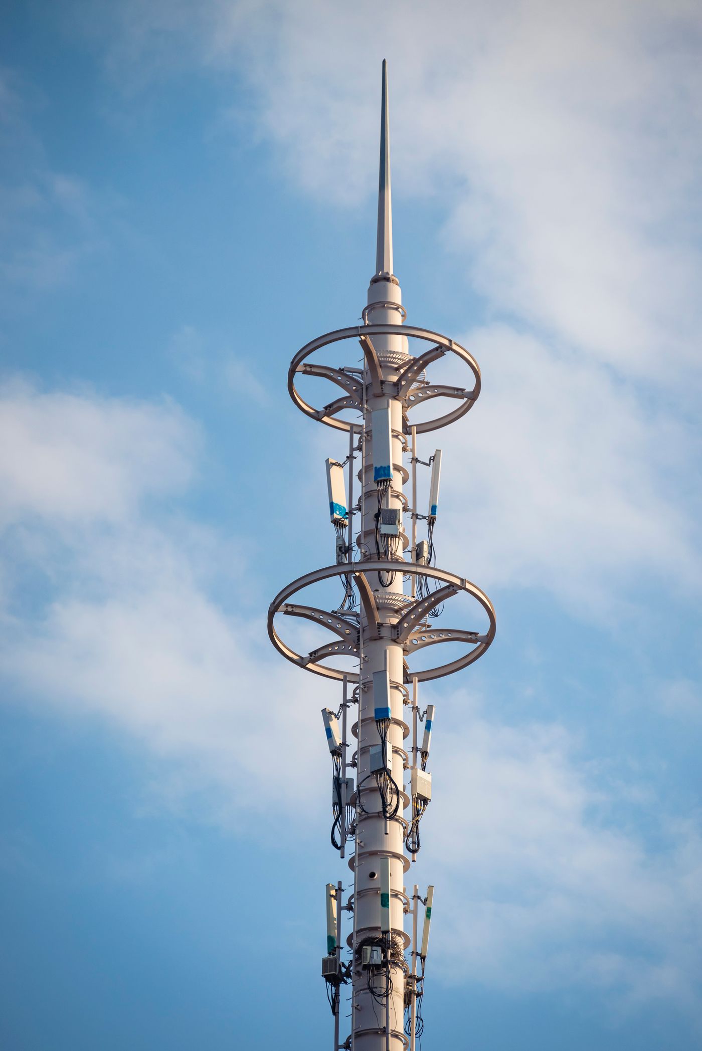 Tall telecom tower with antennas