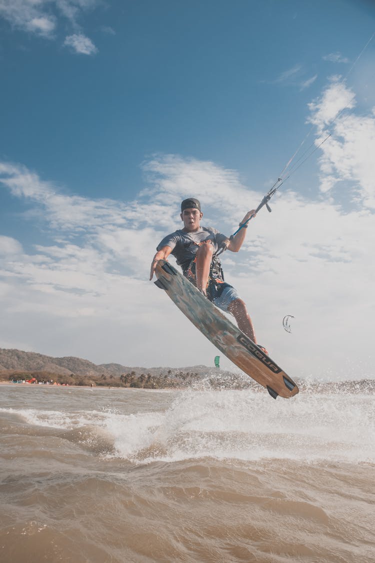 Man Midair On A Wakeboard 