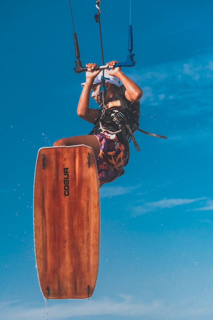 A Man Kitesurfing 