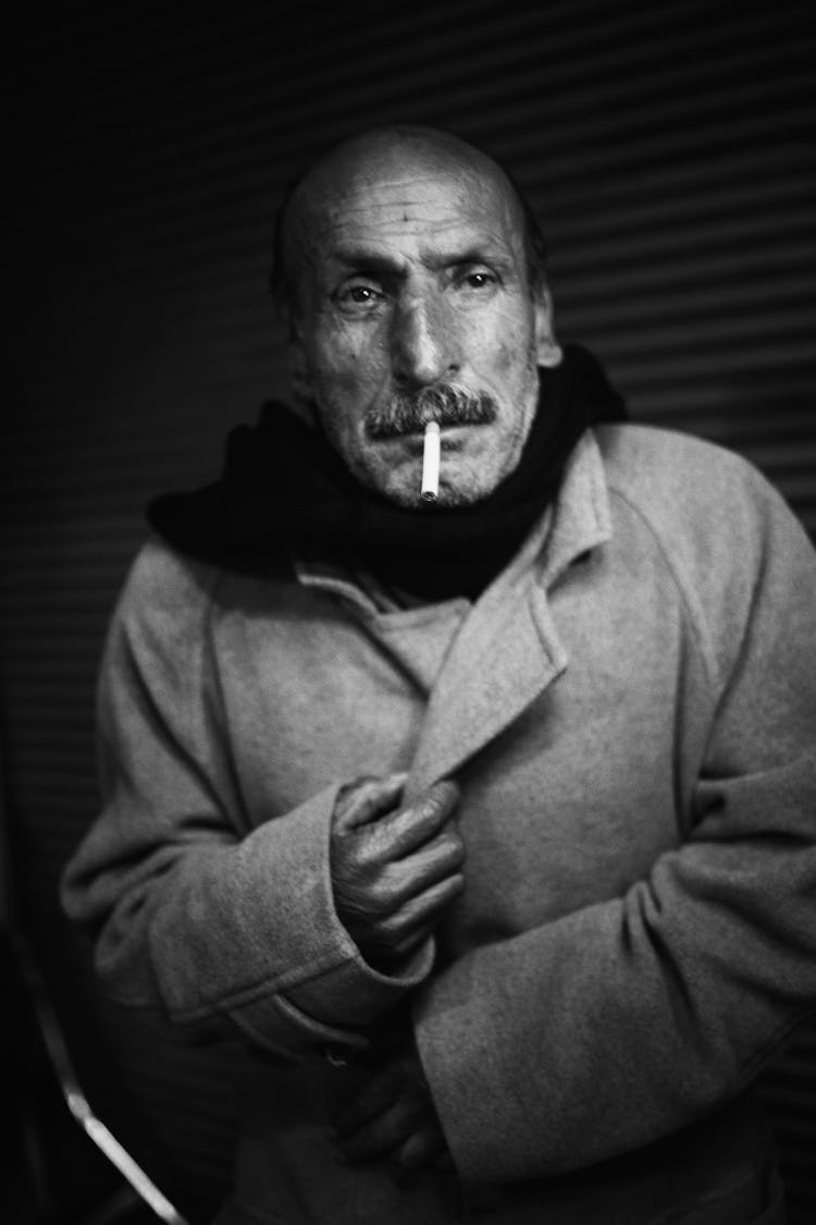 Portrait Of Man Smoking Cigarette