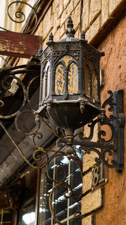 Vintage Lantern on Building Facade