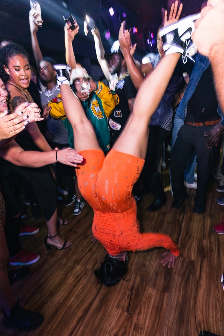 Woman Dancing On Dance Floor