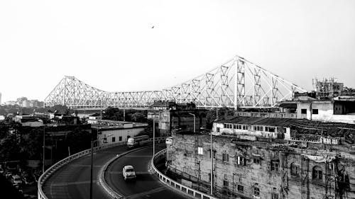 Immagine gratuita di bianco e nero, howrah bridge, india