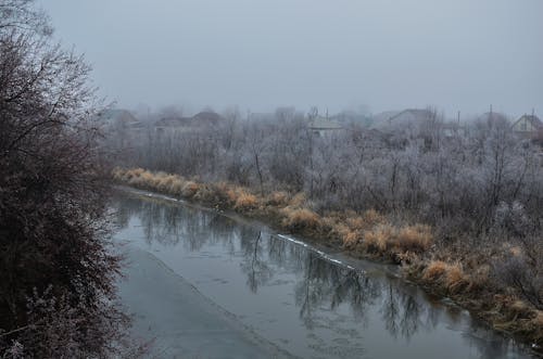 Kostenloses Stock Foto zu drohne erschossen, fluss, herbst