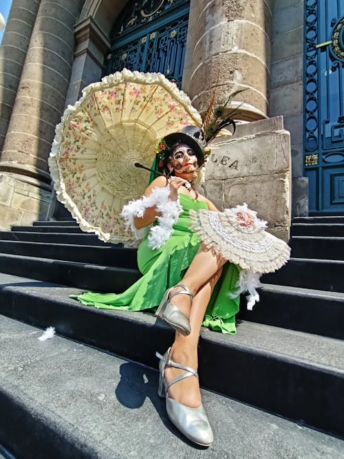 Woman in a Costume and Makeup for the Day of the Dead Celebrations in Mexico 