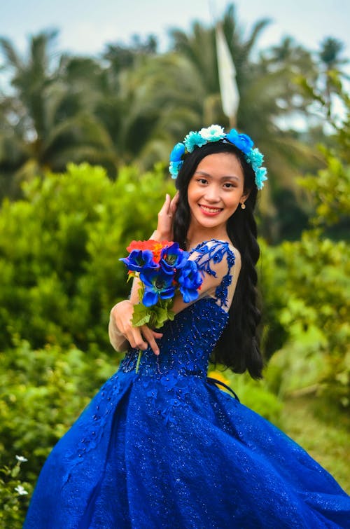Teenage Girl in Blue Gown