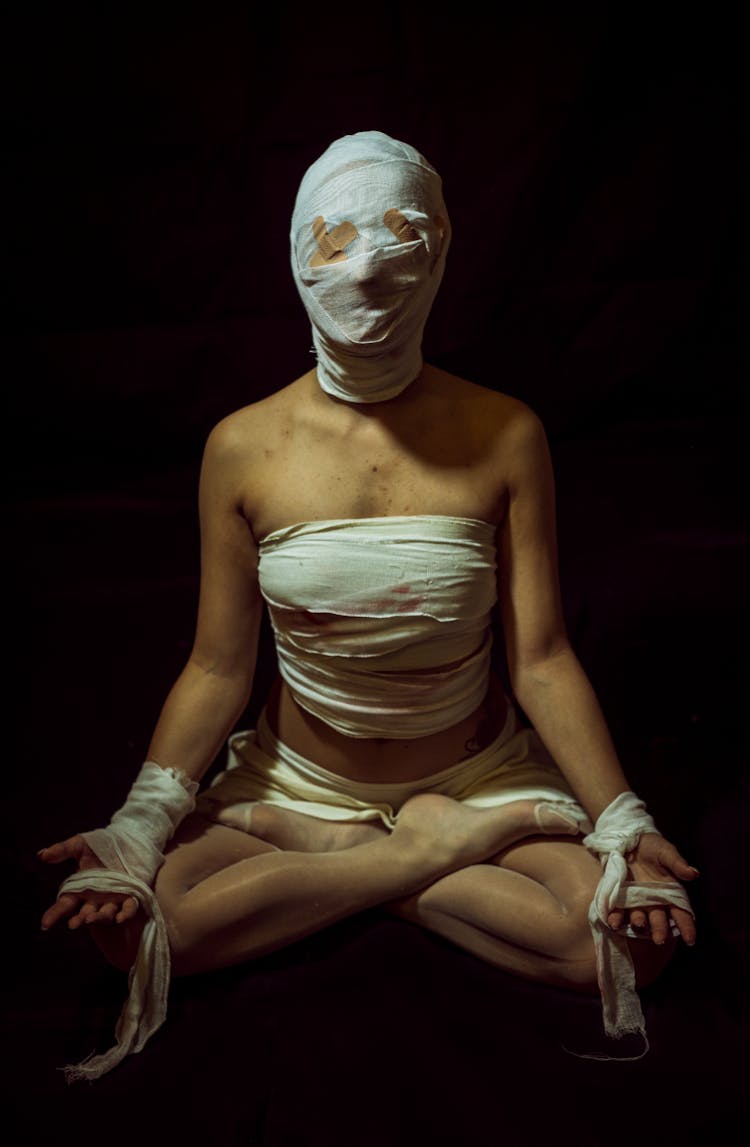 Woman In Mummy Costume In The Dark 