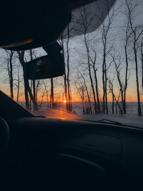 Sunset Seen from a Car
