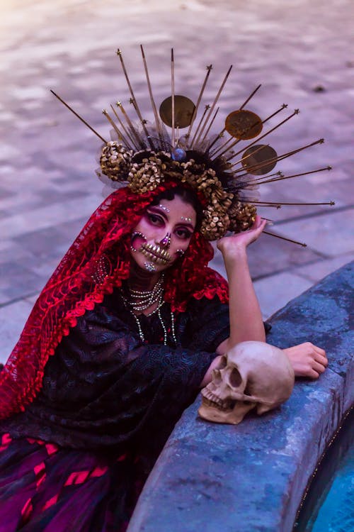 Woman in a Costume for the Day of the Dead Celebration in Mexico 