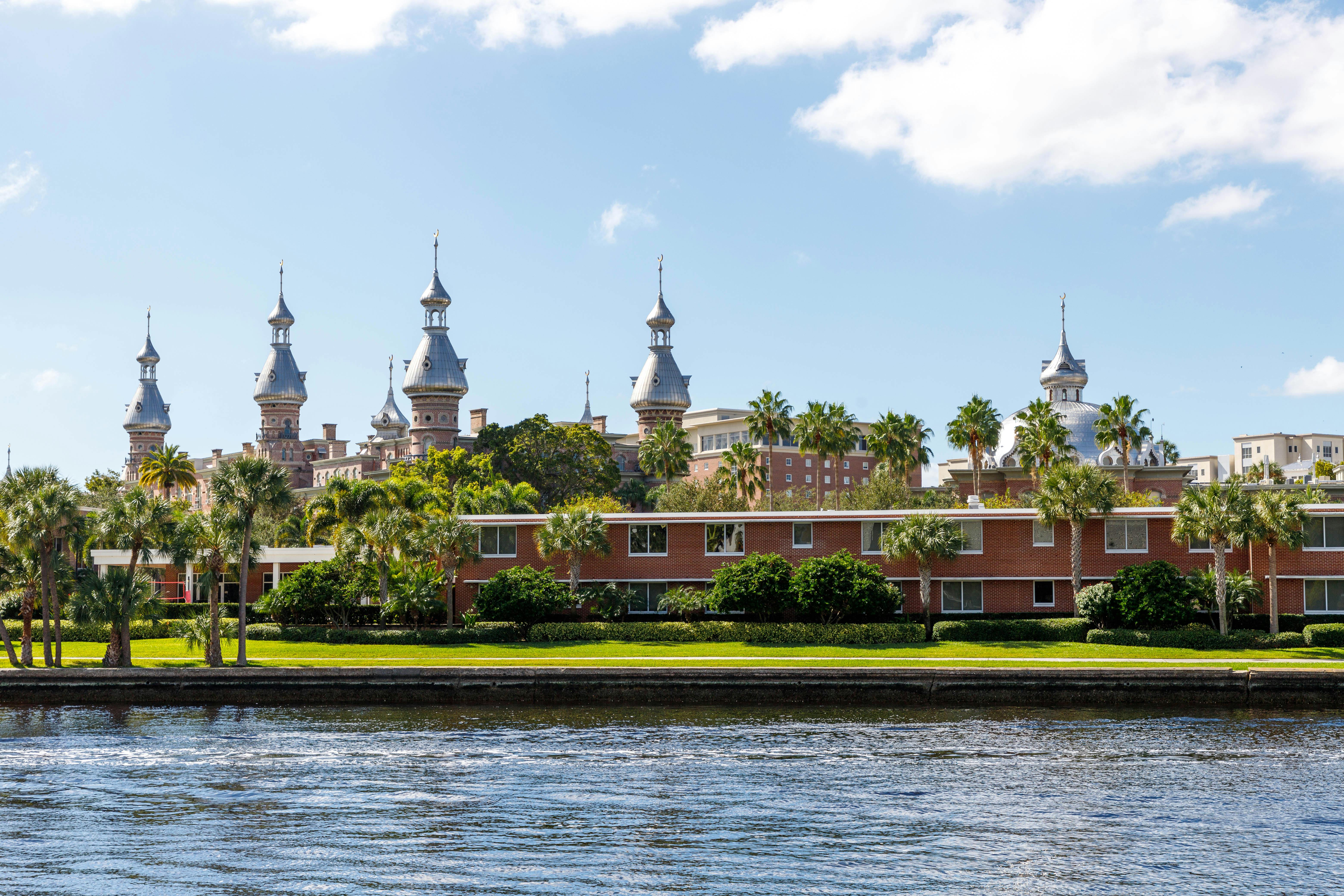 university of tampa building seen from the river florida usa