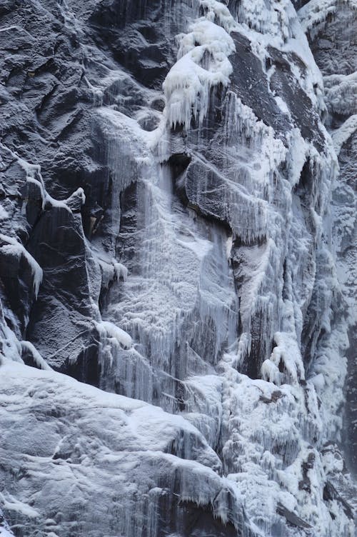 คลังภาพถ่ายฟรี ของ ดำและขาว, ฤดูหนาว, หิน