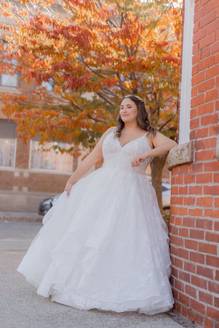 Woman Wearing White Wedding Gown