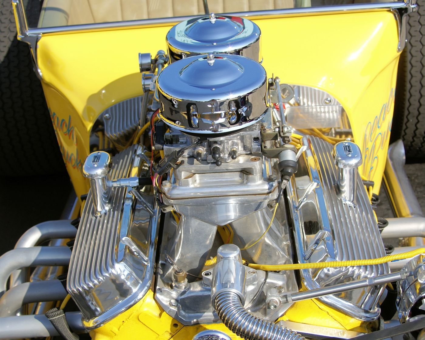 Detail eines klassischen Oldtimer-Motors