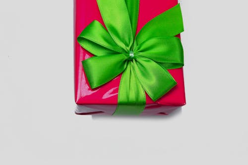 Gift Box Covered With Green Bow