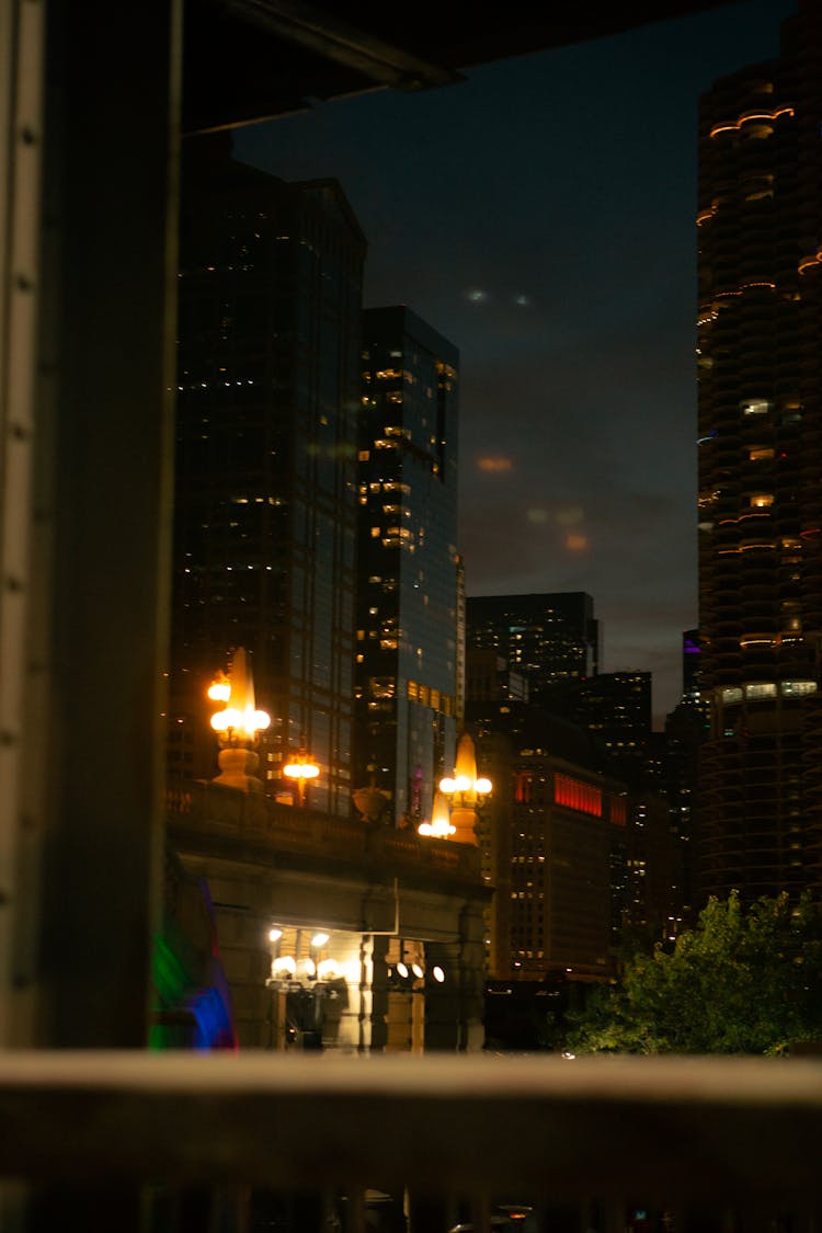 Skyscrapers In Lights At Night