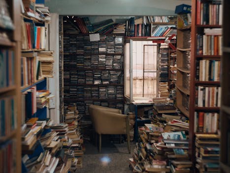 Warm and vintage bookstore filled with an assortment of books and nostalgia in Antalya.
