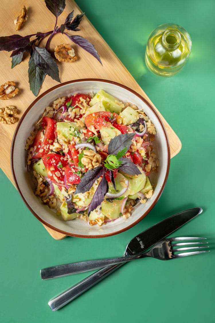 Photo Of A Bowl With A Healthy Salad