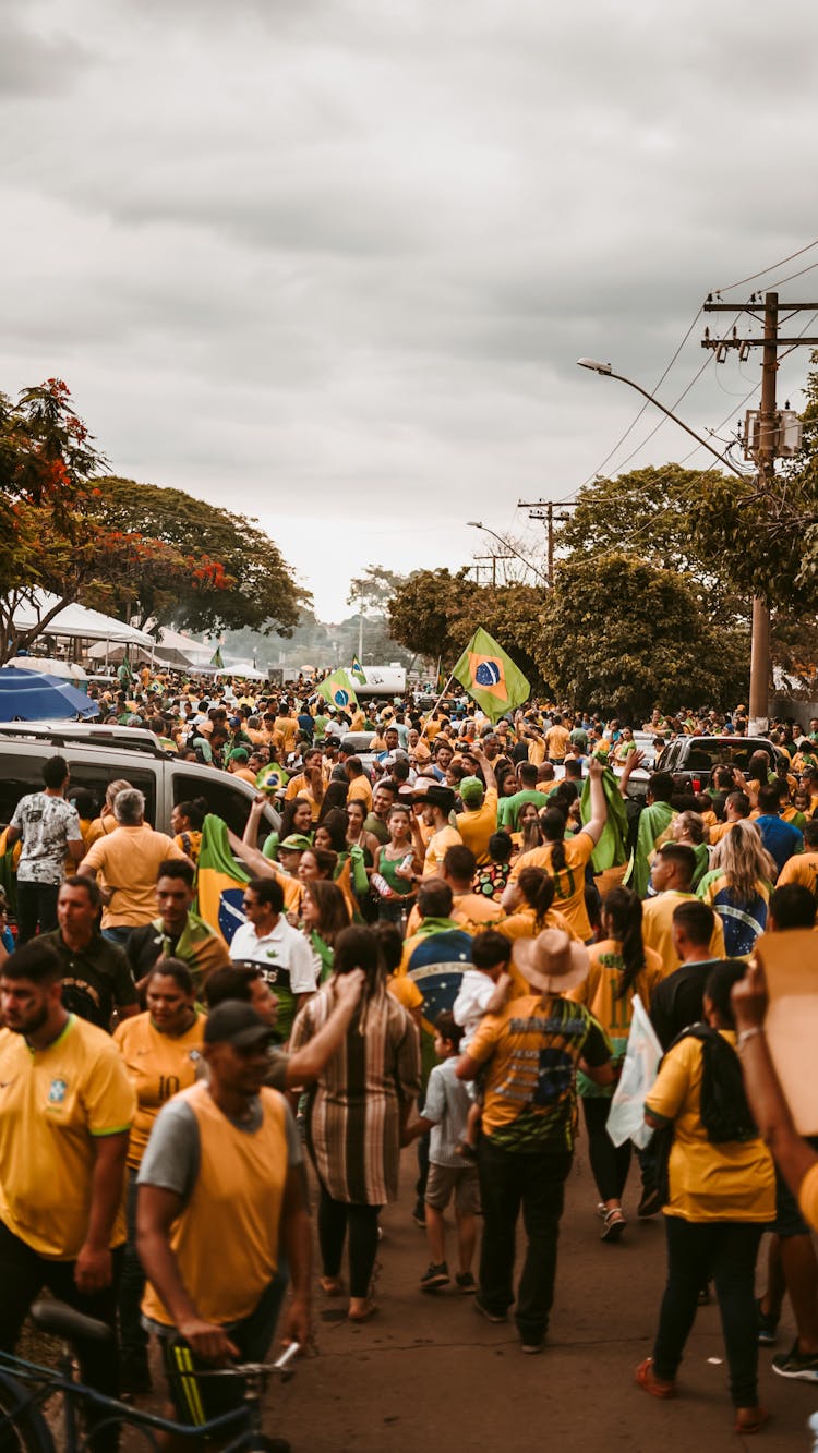 People Gathering On Street Of Brazil