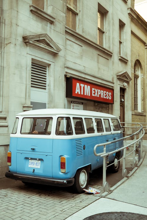Vintage Volkswagen Van Parked Beside the Building