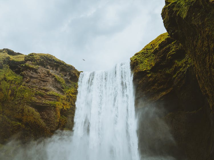 Low Angle View Of A Waterfall