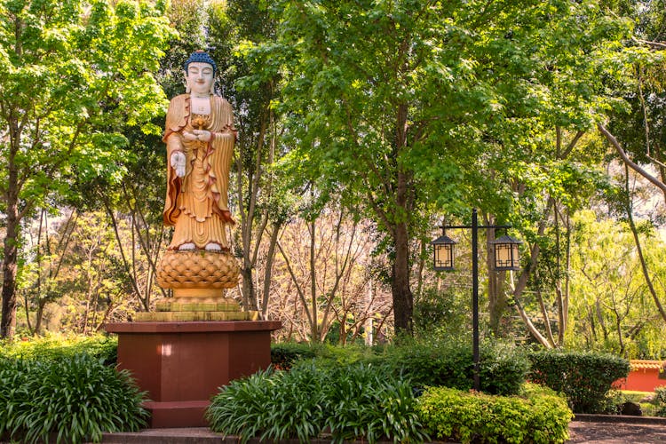 Buddha Statue In The Garden Of Nan Tien Temple In Berkeley Australia