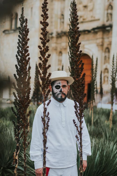 Portrait of a Man Wearing a Face Paint