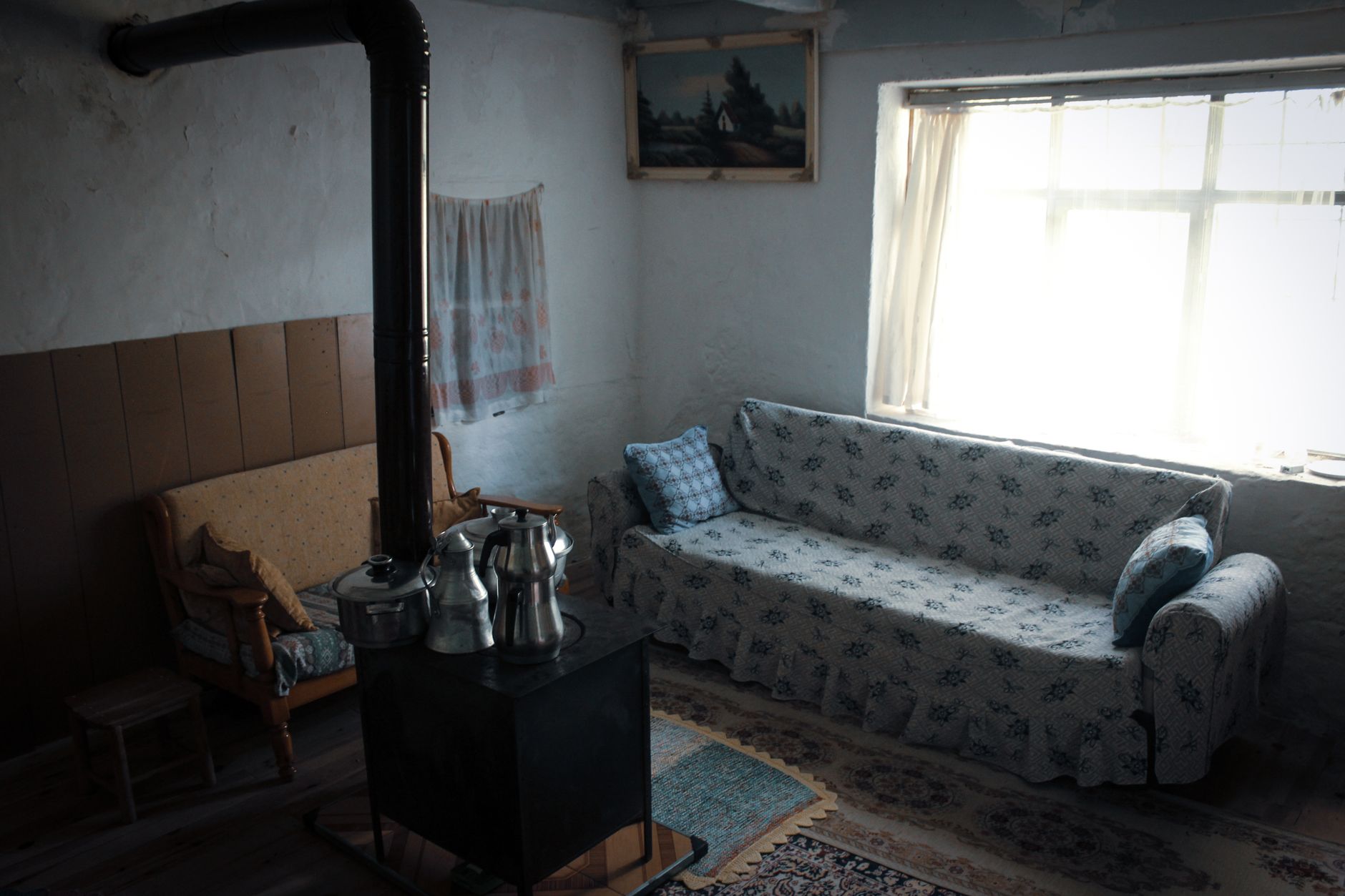 Warm and nostalgic traditional village living room in Trabzon, Turkey.