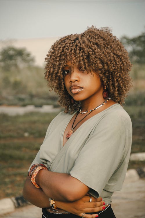 Cute Girl with Brown Curly Hair