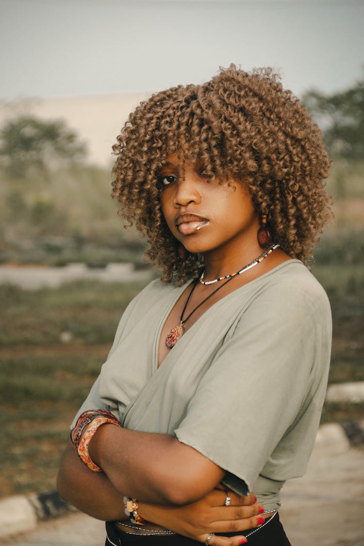 Cute Girl With Brown Curly Hair