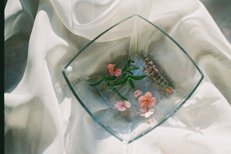 Floral Composition In Glass Bowl