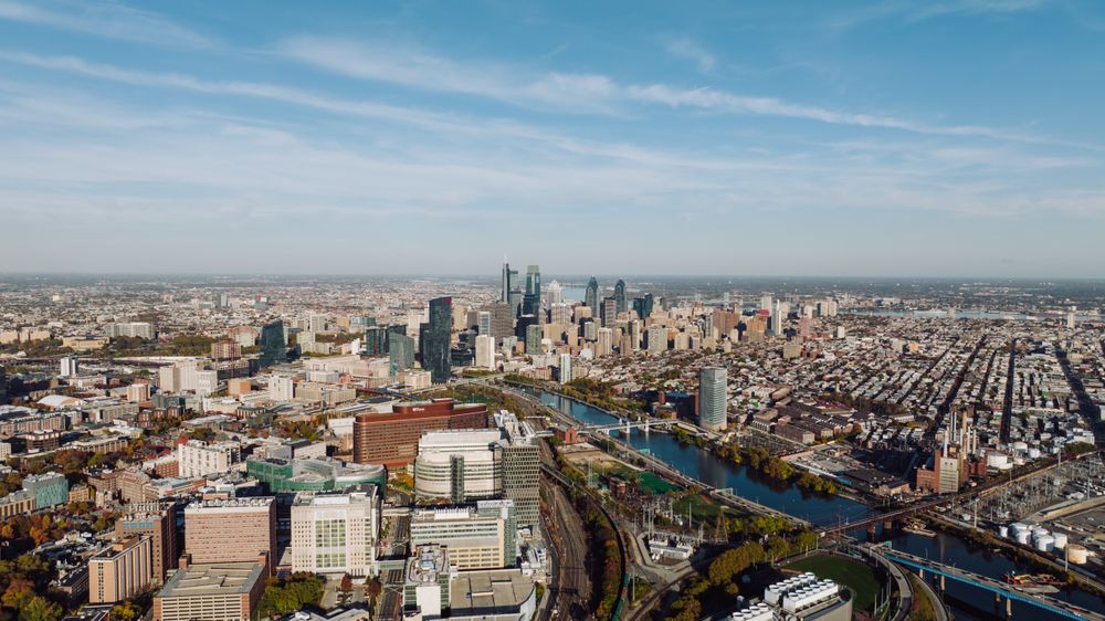 University City street and buildings in Philadelphia