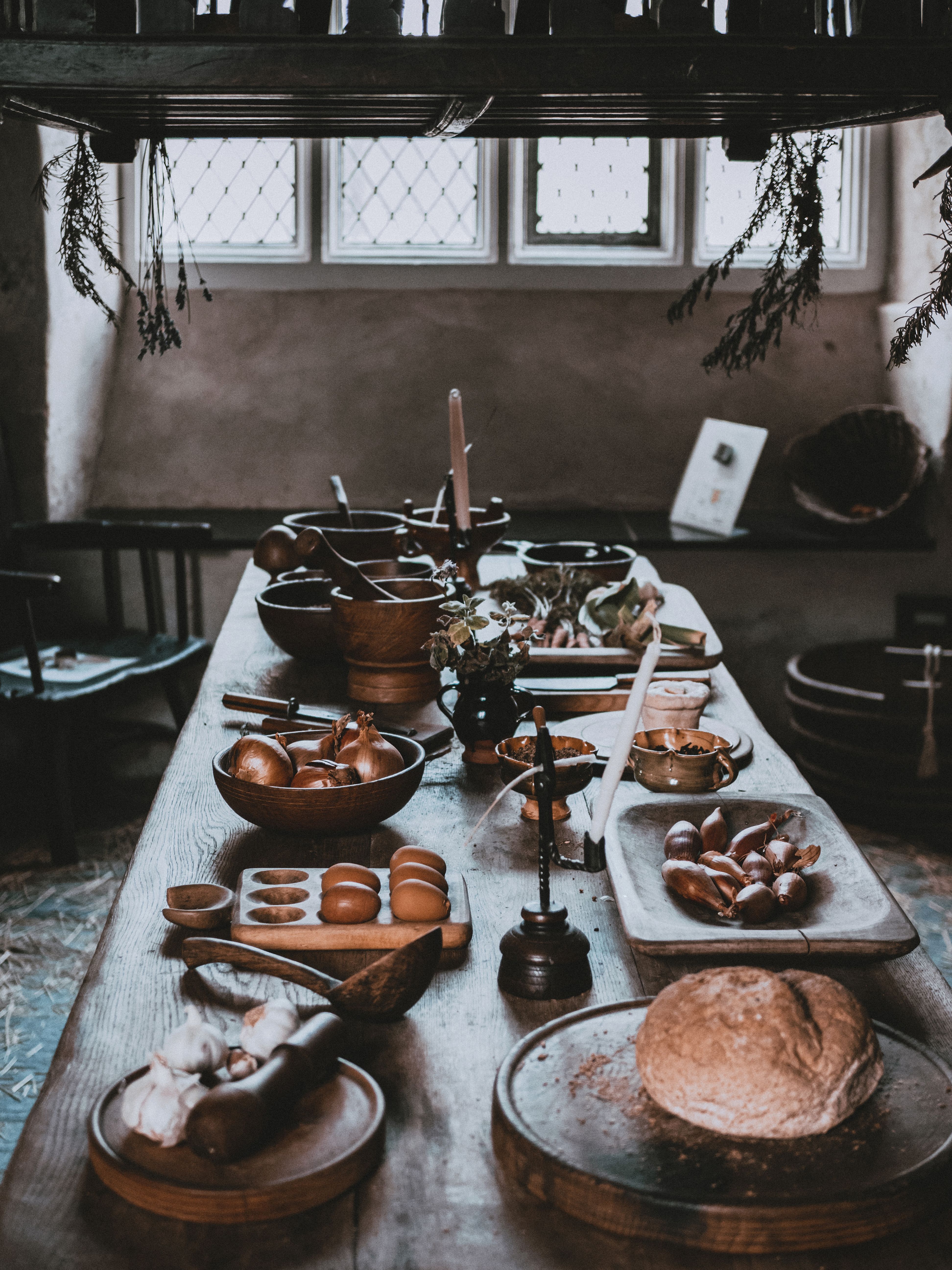 The restored Royal Kitchens at Kew Palace, reopened after two centuries, showing Georgian copper cookware and a long prep table