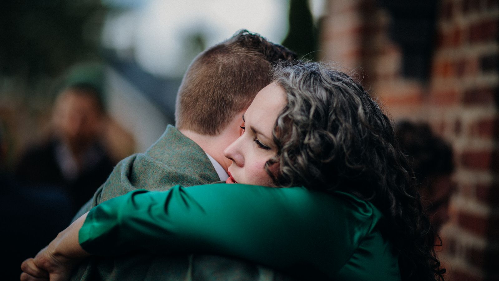 A couple embracing warmly