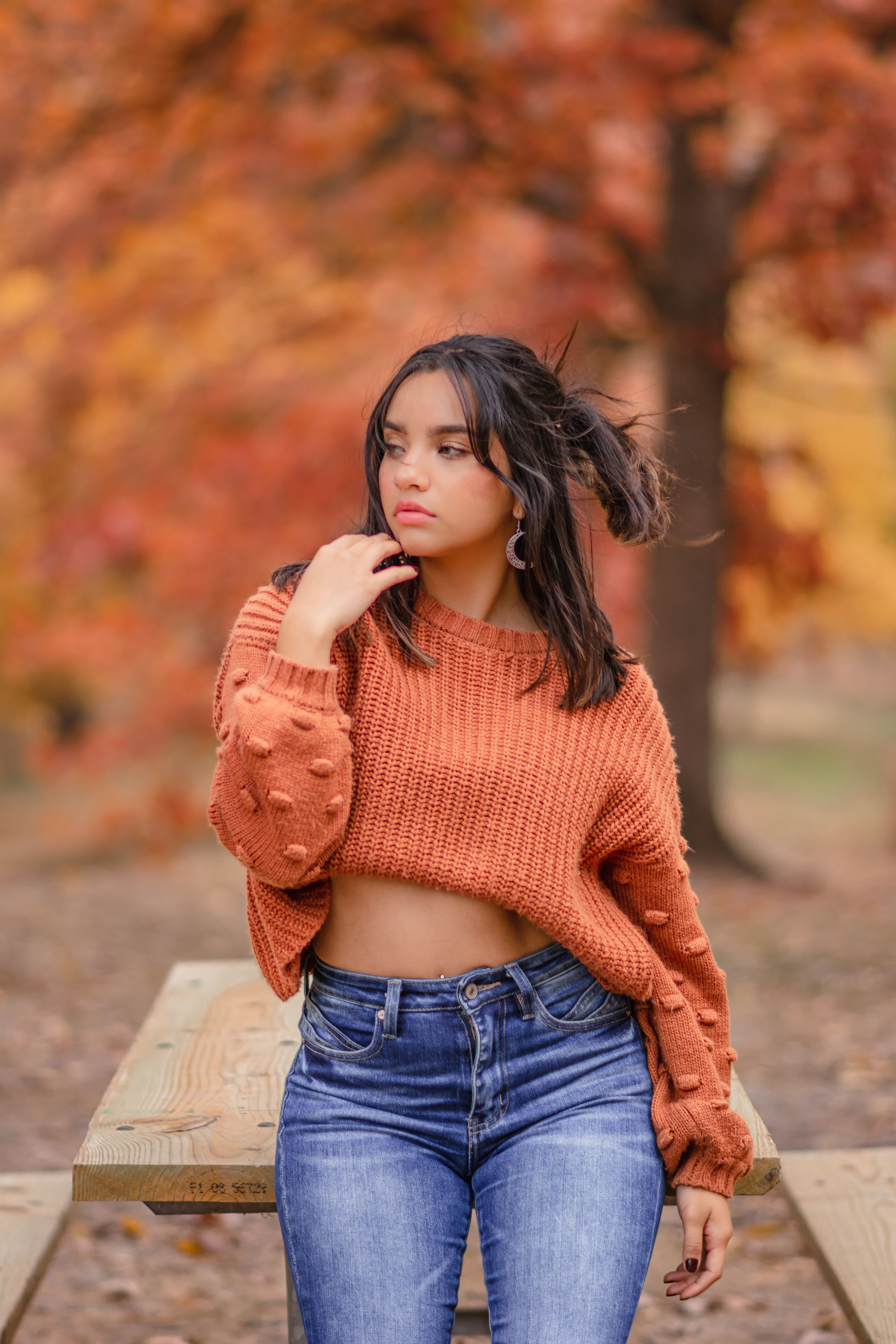 Woman in oversized sweater